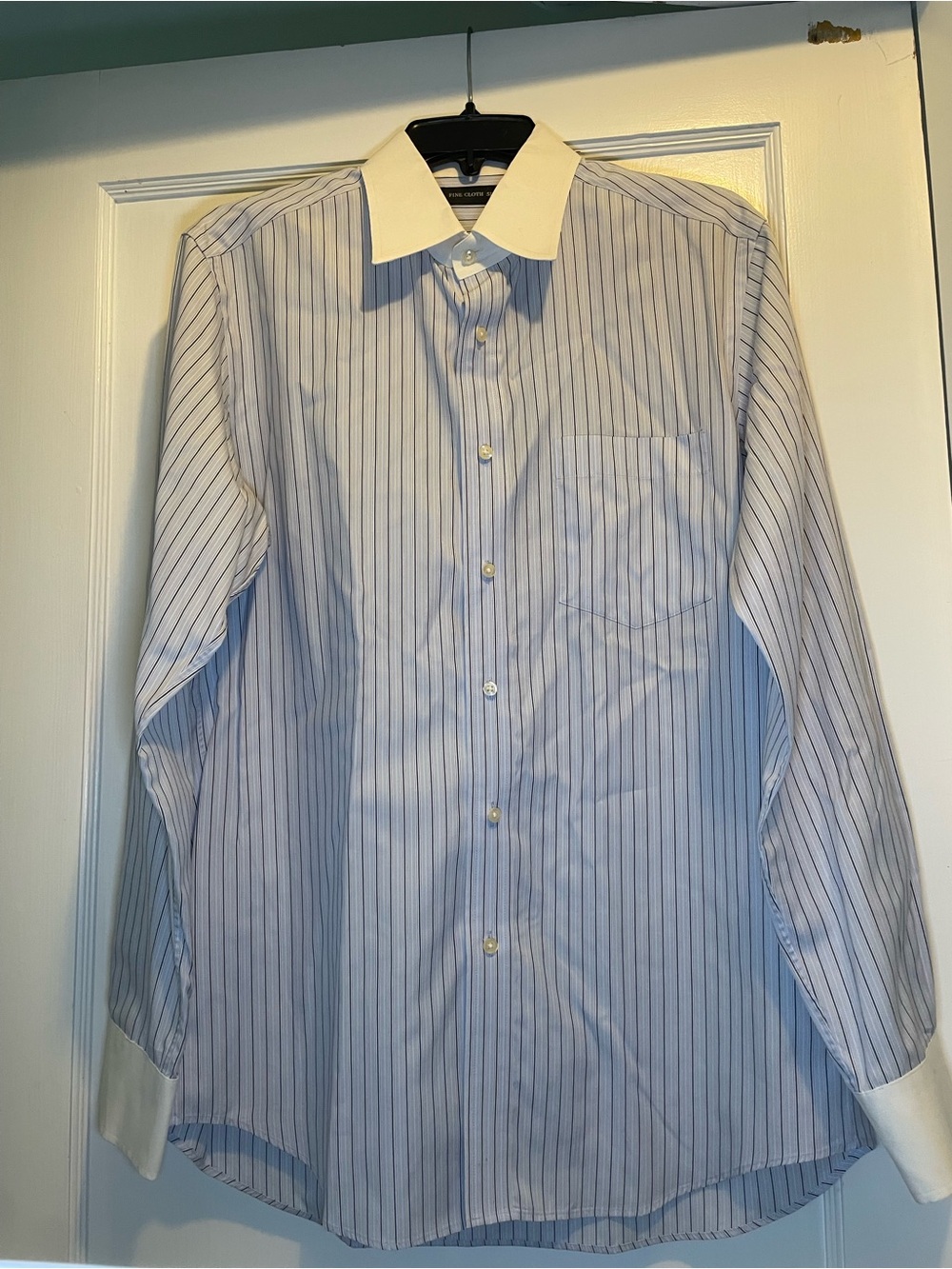 Uniqlo Light Blue Pinstripe Dress Shirt with White Contrast Collar